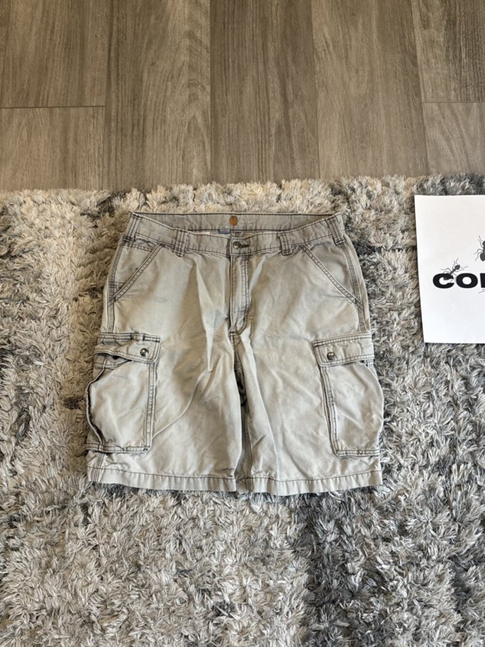 Carhartt Gray Cargo Shorts Men S 36 Relaxed Fit Thrashed Work 100277 Sz 36
